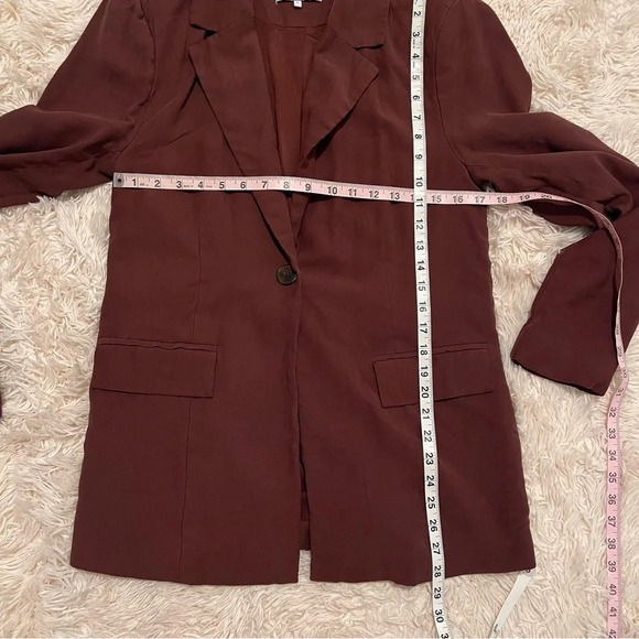 WeWoreWhat DANIELLE BERNSTEIN RELAXED BLAZER 1 button BROWN viscose blend SZ S - Picture 9 of 10